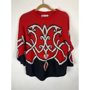 Versatile, Stylish & Avant Garde Red & Black Vtg Sweater - L/XL